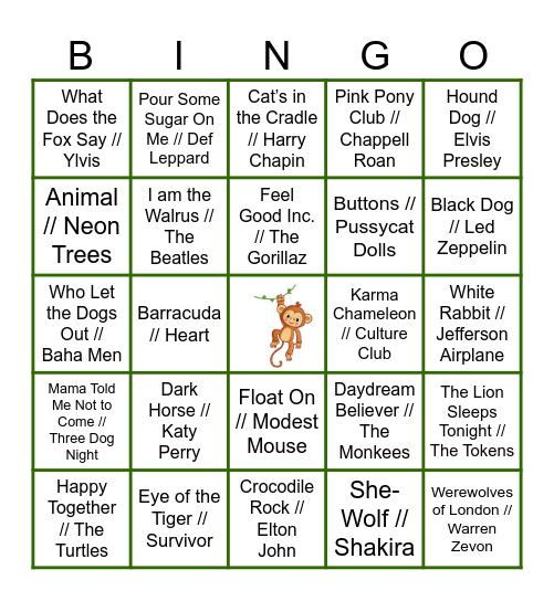 Go Wild! Bingo Card