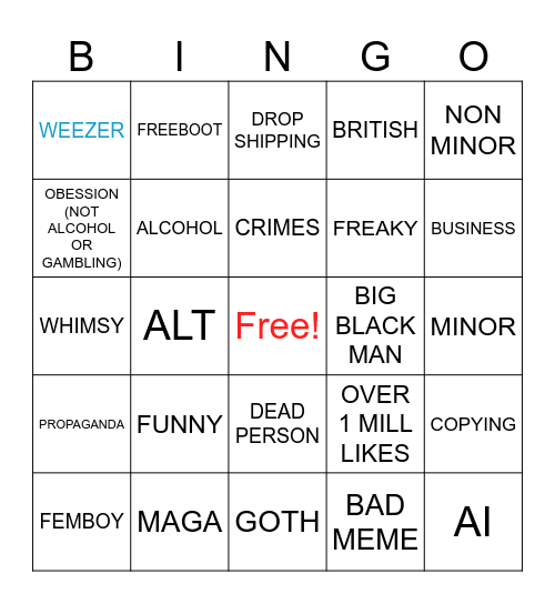 ig feed Bingo Card