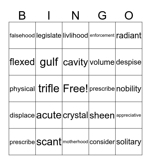 Spelling-Lesson 4 Bingo Card