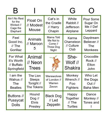 Go Wild! Bingo Card