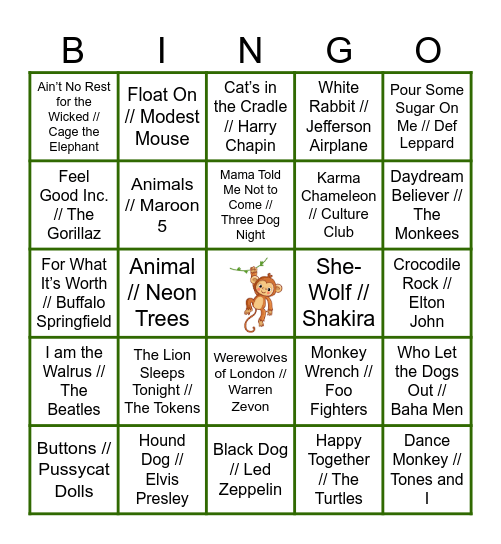 Go Wild! Bingo Card
