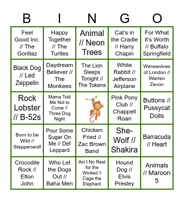 Go Wild! Bingo Card