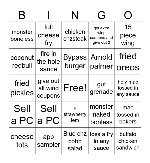 Pluckers Bingo Card