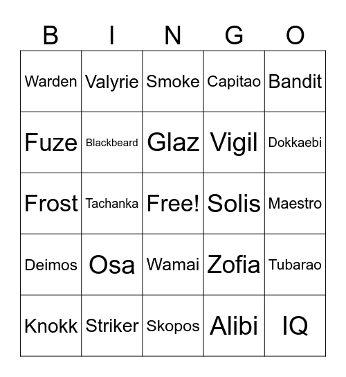 R6 Bingo Card