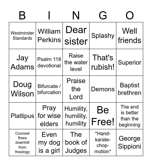 Dr. Evans Bingo Card
