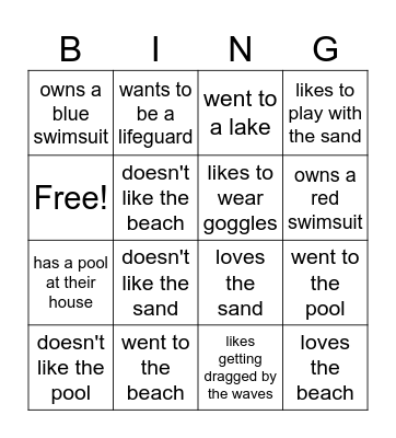 Summer Bingo Card