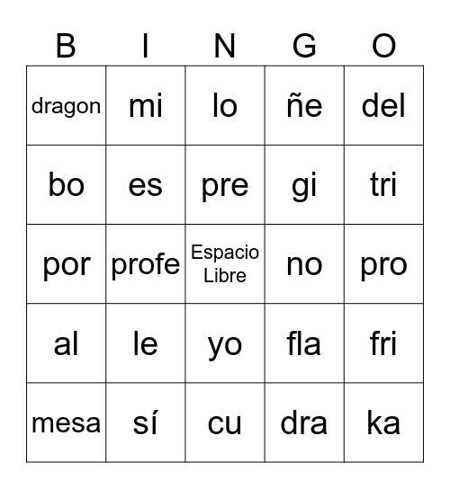 Abecedario Bingo Card