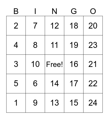Los Numeros Bingo Card