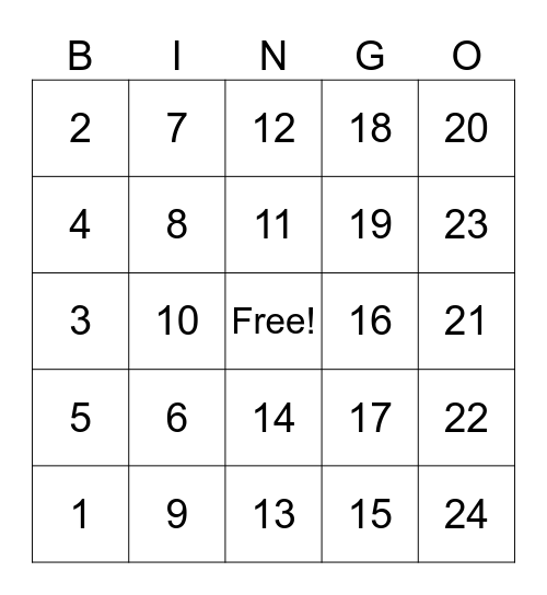 Los Numeros Bingo Card