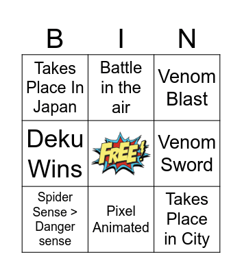 Spider-Man vs Deku (Miles Morales vs Izuku Midoyia) Death Battle Bingo Card