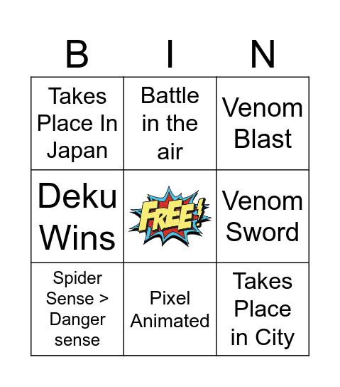 Spider-Man vs Deku (Miles Morales vs Izuku Midoyia) Death Battle Bingo Card