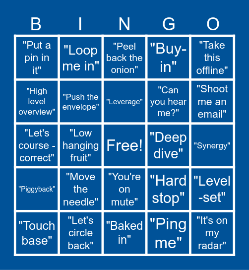 Corporate Lingo Bingo Card