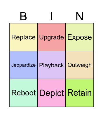 Vocabulary practice Bingo Card