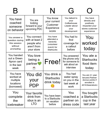 SSV Development Bingo Card