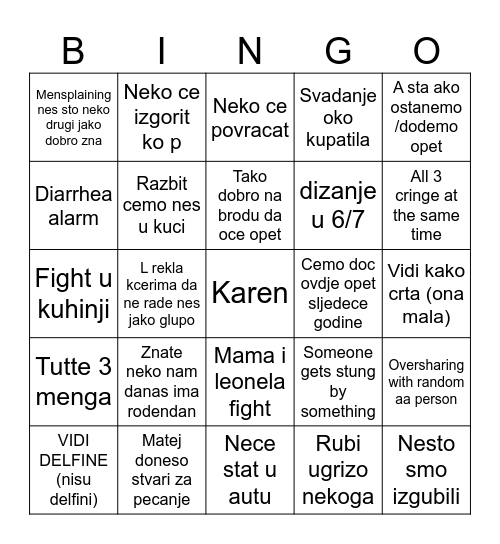 Losinj 2026 Bingo Card