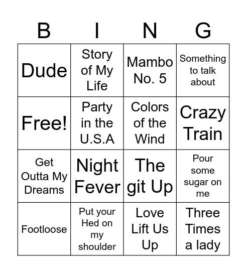 Music ! Bingo Card