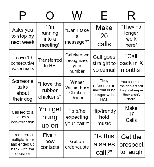 Game of Phones Bingo Card