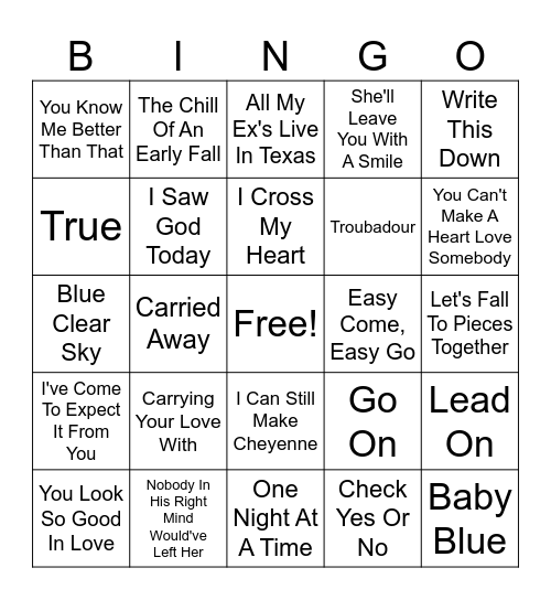 KING GEORGE Bingo Card