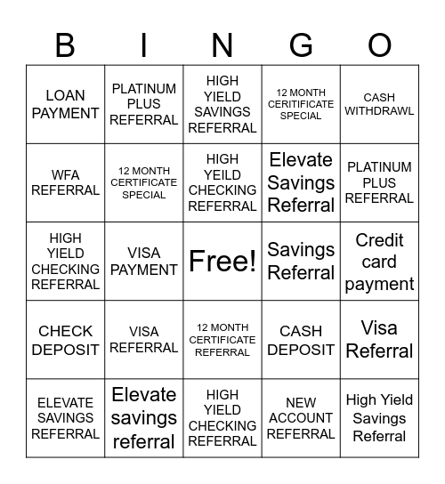 REFERRAL BINGO Card