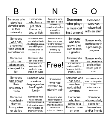 People Bingo! Bingo Card