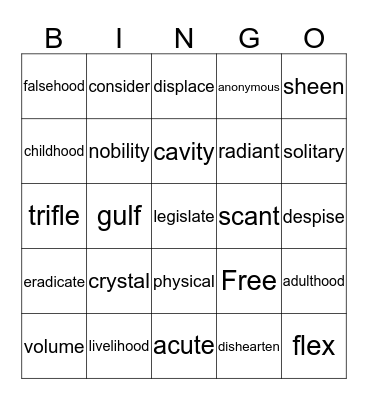 Spelling-Lesson 4 Bingo Card
