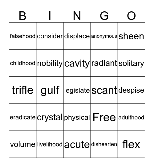 Spelling-Lesson 4 Bingo Card