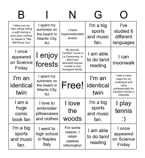 Atkins BINGO Card