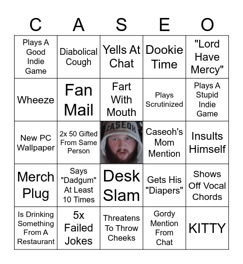 Caseoh's Next Stream Bingo Card