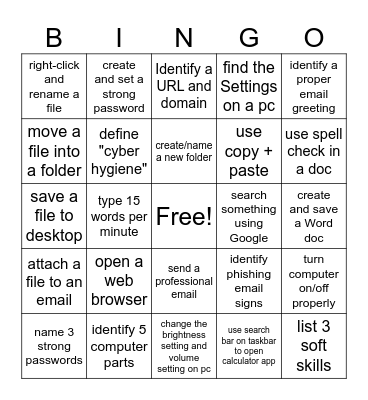 NeXT Chance Bingo Card