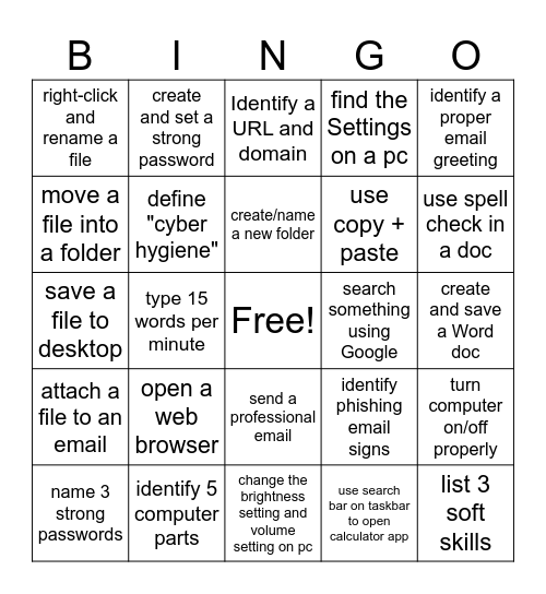 NeXT Chance Bingo Card