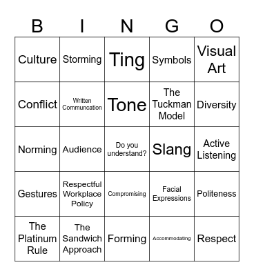 Communication BINGO Card