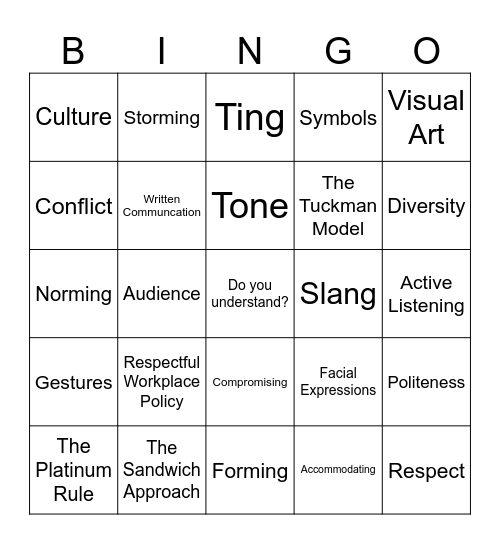 Communication BINGO Card