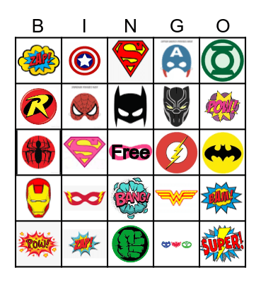 Superhero Bingo Card