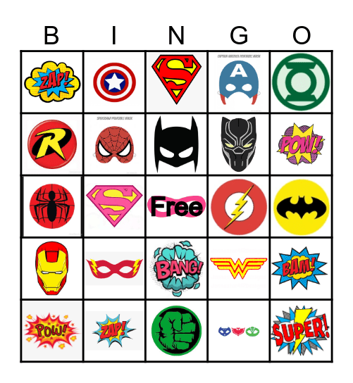 Superhero Bingo Card