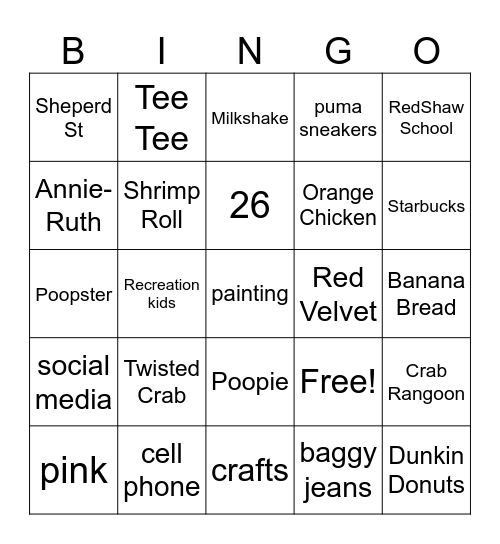 All About Annie Bingo Card