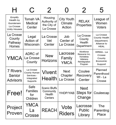 Project Homeless Connect Bingo Card