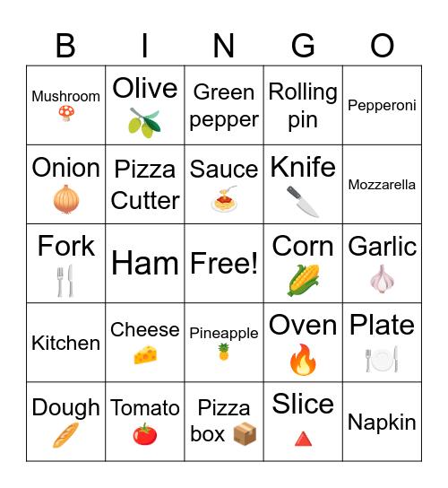 Pizza Bingo Card