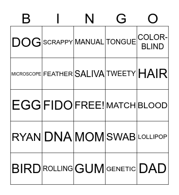 DNA BINGO  Bingo Card