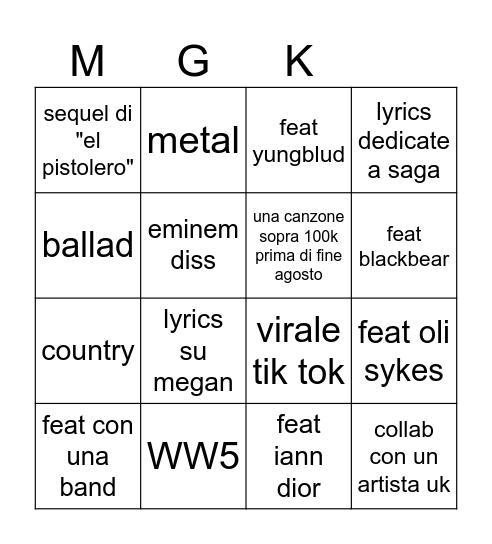 lost americana Bingo Card