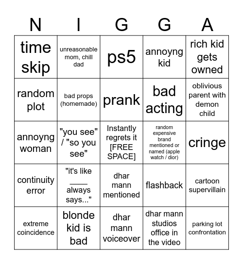 Dhar Mann Bingo v4 Bingo Card