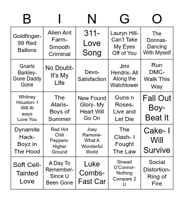 Radio Bingo Cover Genre Switch Bingo Card