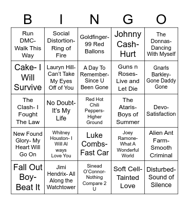 Radio Bingo Cover Genre Switch Bingo Card