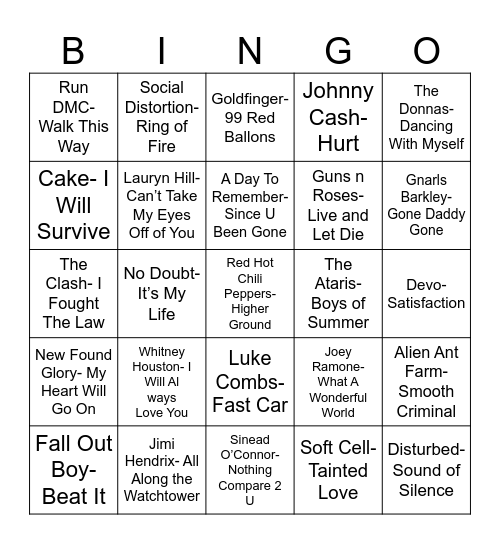 Radio Bingo Cover Genre Switch Bingo Card