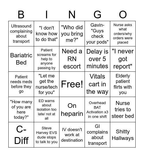 Transport Bingo! Bingo Card