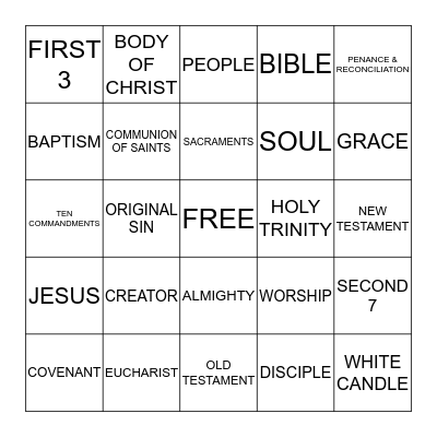 RELIGIOUS ED. LESSON 1-9 Bingo Card
