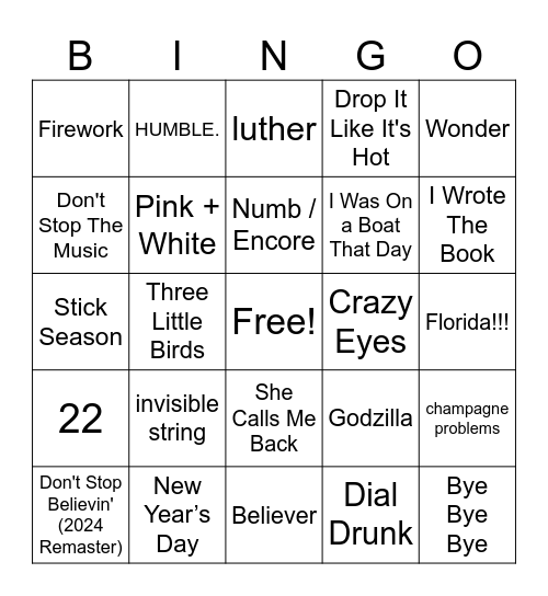 Crawford Kids Music Bingo! Bingo Card