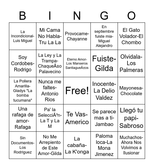 Mis 80 años Chola Bingo Card
