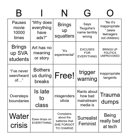 Film Bingo Card