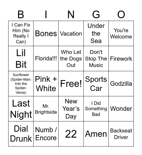 Crawford Crew Kids Music Bingo! Bingo Card