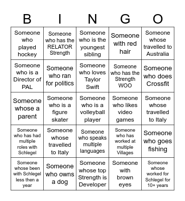 PAL Mingle Bingo Card